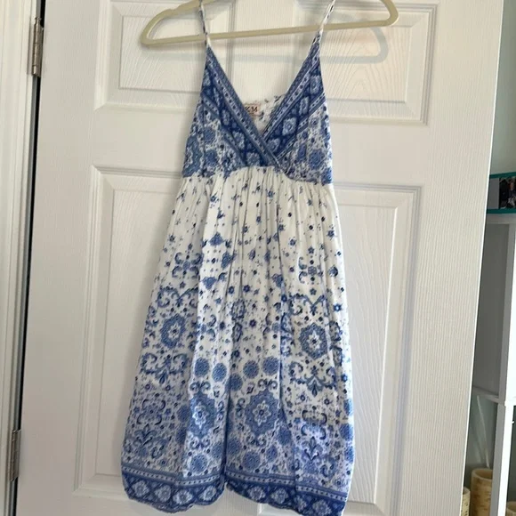 MKM Designs small blue/white cotton summer dress - Picture 1 of 4